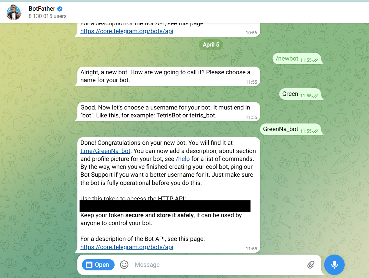 Tạo bot với BotFather